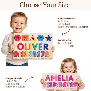 Personalized Wooden Name Puzzle with Numbers & Shapes - Berries - Image 4