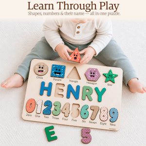 Personalized Wooden Name Puzzle with Numbers & Shapes - Berries - Image 5