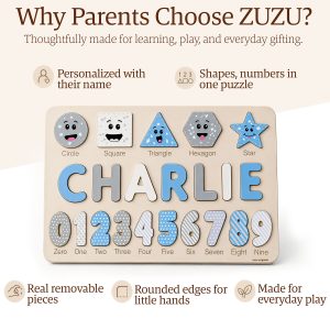 Personalized Wooden Name Puzzle with Numbers & Shapes - Berries - Image 6