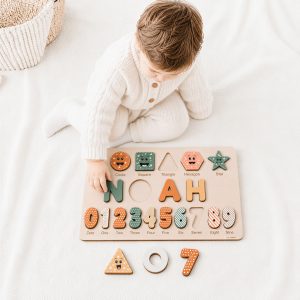 Personalized Wooden Name Puzzle with Numbers & Shapes - Berries - Image 9