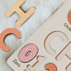 Personalized Wooden Name Puzzle with Numbers & Shapes - Space Grey - Image 7