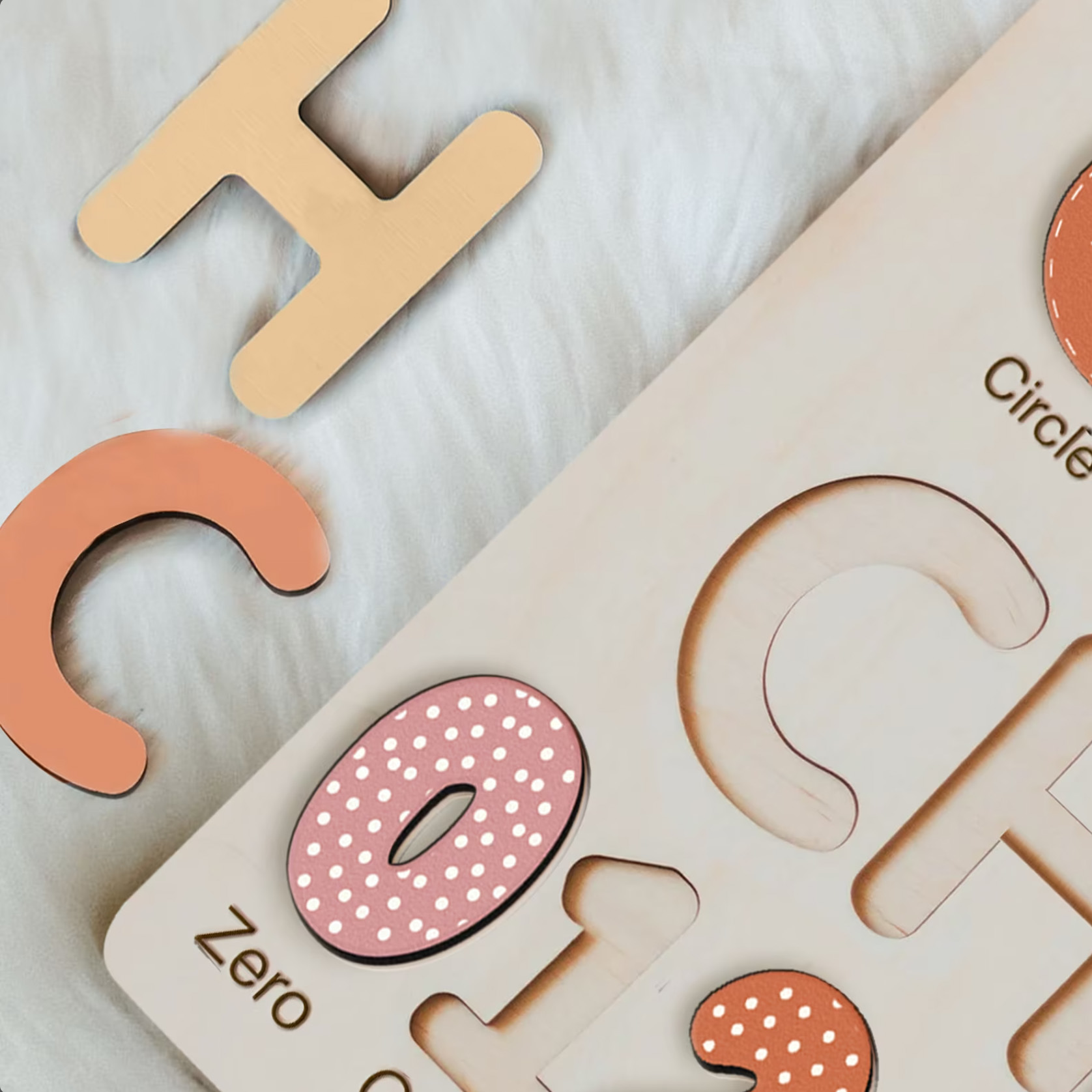 c-v3 Personalized Wooden Name Puzzle with Numbers & Shapes - Space Grey - Image 7