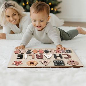 Personalized Wooden Name Puzzle with Numbers & Shapes - Berries - Image 8