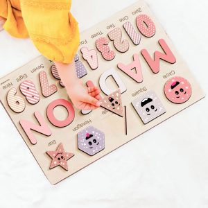 Personalized Wooden Name Puzzle with Numbers & Shapes - Berries - Image 9