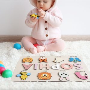 Personalized Wooden Name Puzzle with Animals - Set2 - Image 4