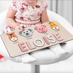 Personalized Wooden Name Puzzle with Animals - Set2 - Image 5