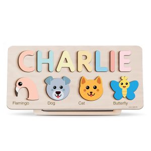 Personalized Wooden Name Puzzle with Animals - Set7