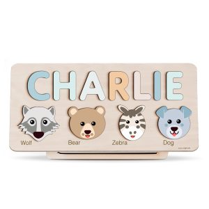 Personalized Wooden Name Puzzle with Animals - Set11