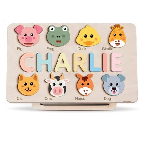 Personalized Wooden Name Puzzle with Animals - Set1