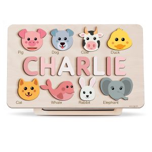 Personalized Wooden Name Puzzle with Animals - Set2