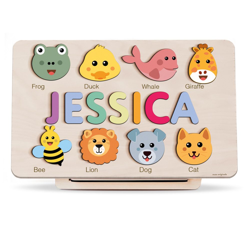 Personalized Wooden Name Puzzle with Animals - Set5 - Image 1