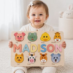 Personalized Wooden Name Puzzle with Animals - Set3 - Image 2