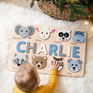 Personalized Wooden Name Puzzle with Animals - Set3 - Image 12