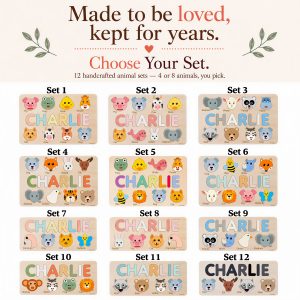 Personalized Wooden Name Puzzle with Animals - Set3 - Image 3