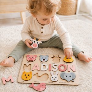 Personalized Wooden Name Puzzle with Animals - Set3 - Image 4
