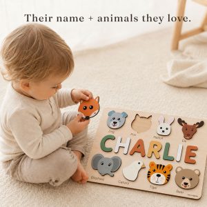 Personalized Wooden Name Puzzle with Animals - Set3 - Image 8