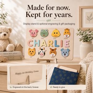 Personalized Wooden Name Puzzle with Animals - Set3 - Image 10