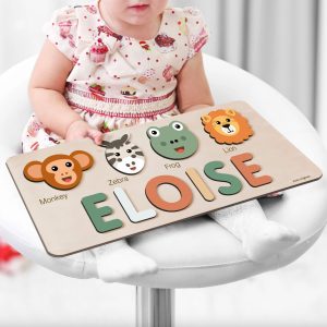Personalized Wooden Name Puzzle with Animals - Set10 - Image 3