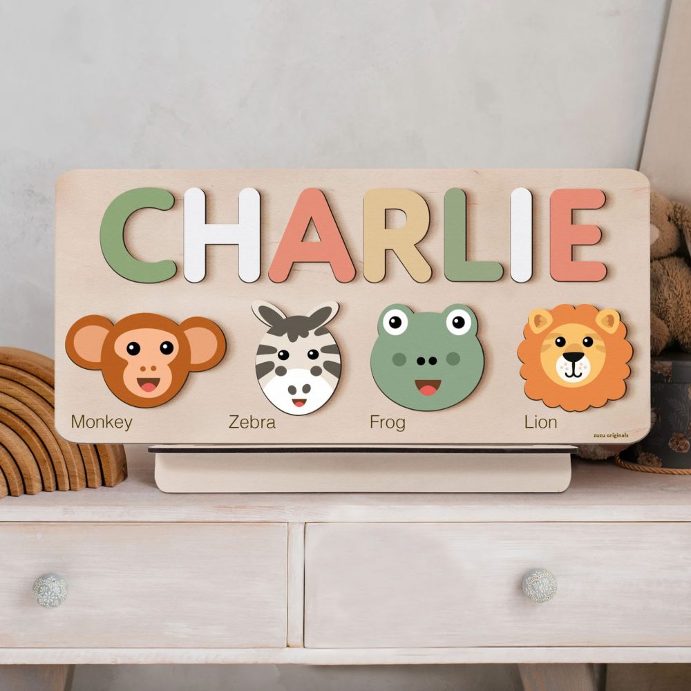 Personalized Wooden Name Puzzle with Animals - Set9 - Image 6