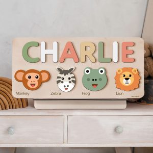 Personalized Wooden Name Puzzle with Animals - Set9 - Image 6