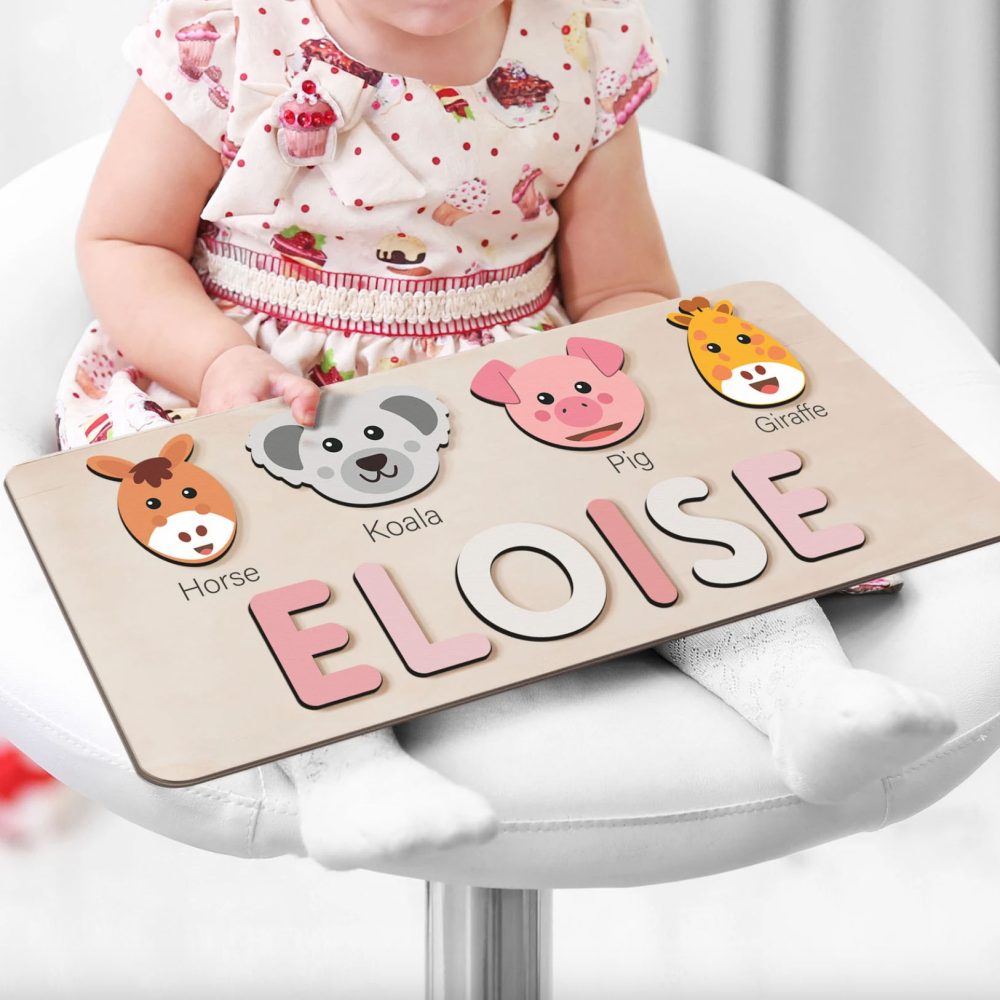 Personalized Wooden Name Puzzle with Animals - Set8 - Image 4