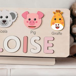 Personalized Wooden Name Puzzle with Animals - Set8 - Image 5