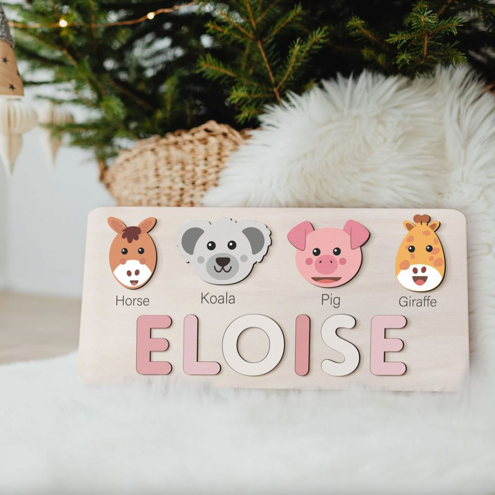 Personalized Wooden Name Puzzle with Animals - Set8 - Image 6