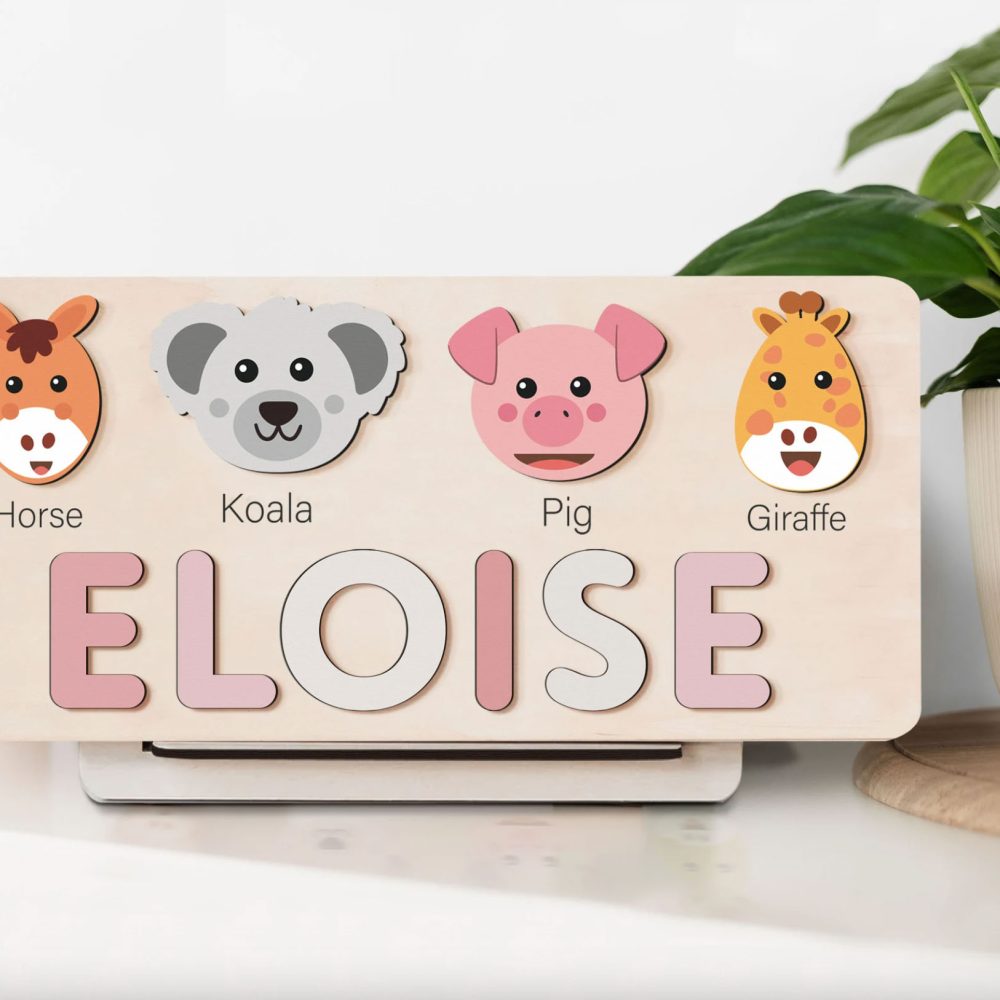 Personalized Wooden Name Puzzle with Animals - Set8 - Image 7