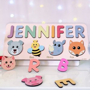 Personalized Wooden Name Puzzle with Animals - Set12 - Image 4