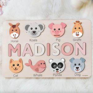 Personalized Wooden Name Puzzle with Animals - Set1 - Image 6