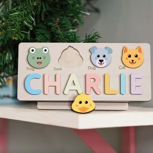 Personalized Wooden Name Puzzle with Animals - Set7 - Image 2