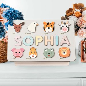 Personalized Wooden Name Puzzle with Animals - Set7 - Image 3
