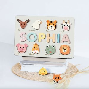 Personalized Wooden Name Puzzle with Animals - Set7 - Image 4
