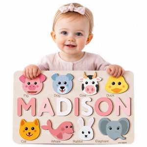 Personalized Wooden Name Puzzle with Animals - Set2 - Image 2