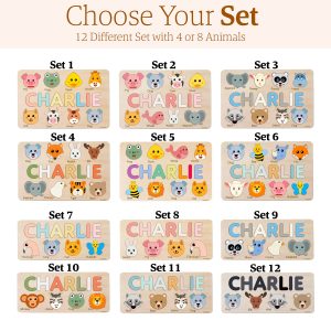 Personalized Wooden Name Puzzle with Animals - Set2 - Image 3