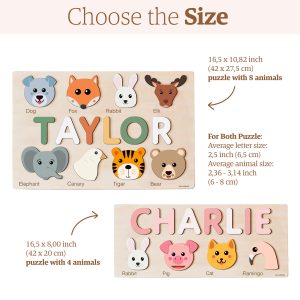 Personalized Wooden Name Puzzle with Animals - Set2 - Image 4