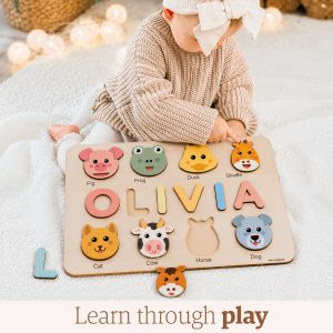 Personalized Wooden Name Puzzle with Animals - Set2 - Image 5
