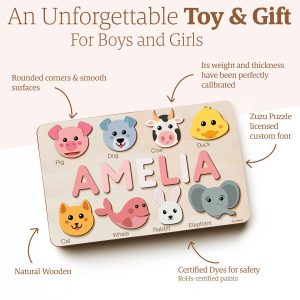Personalized Wooden Name Puzzle with Animals - Set2 - Image 6