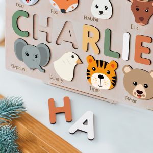 Personalized Wooden Name Puzzle with Animals - Set2 - Image 10