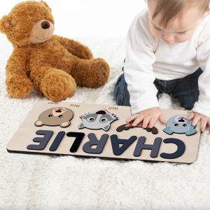 Personalized Wooden Name Puzzle with Animals - Set12 - Image 2