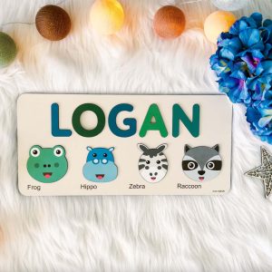 Personalized Wooden Name Puzzle with Animals - Set2 - Image 6