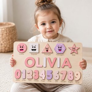 Personalized Wooden Name Puzzle with Numbers & Shapes - Imperial - Image 13