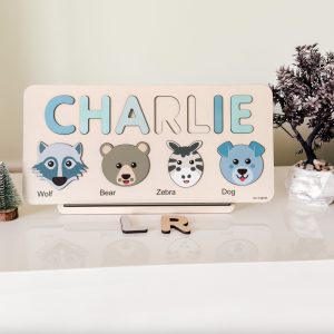 Personalized Wooden Name Puzzle with Animals - Set10 - Image 6