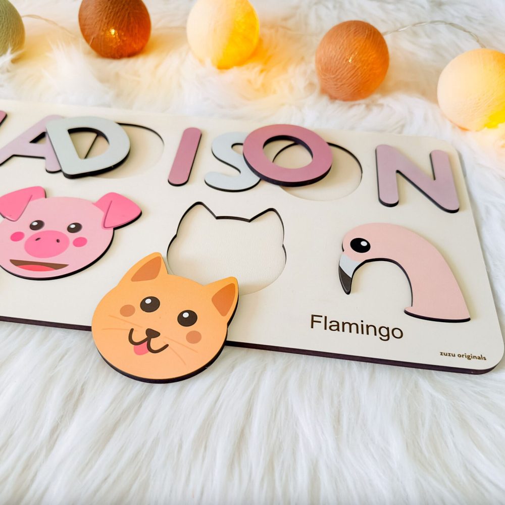 Personalized Wooden Name Puzzle with Animals - Set11 - Image 7