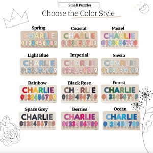 Personalized Wooden Name Puzzle with Numbers - Rainbow - Image 9