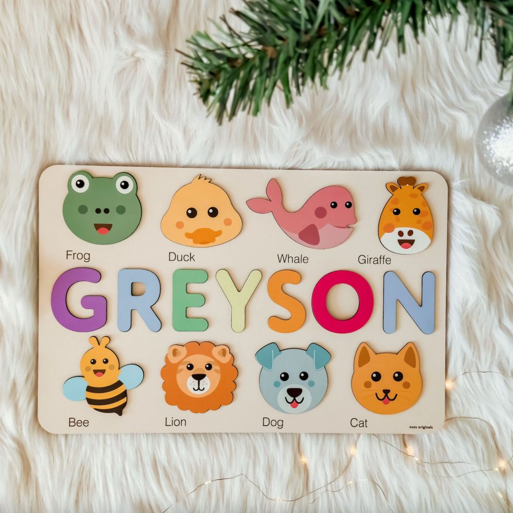 Personalized Wooden Name Puzzle with Animals - Set5 - Image 2