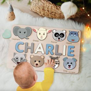 Personalized Wooden Name Puzzle with Animals - Set3 - Image 2