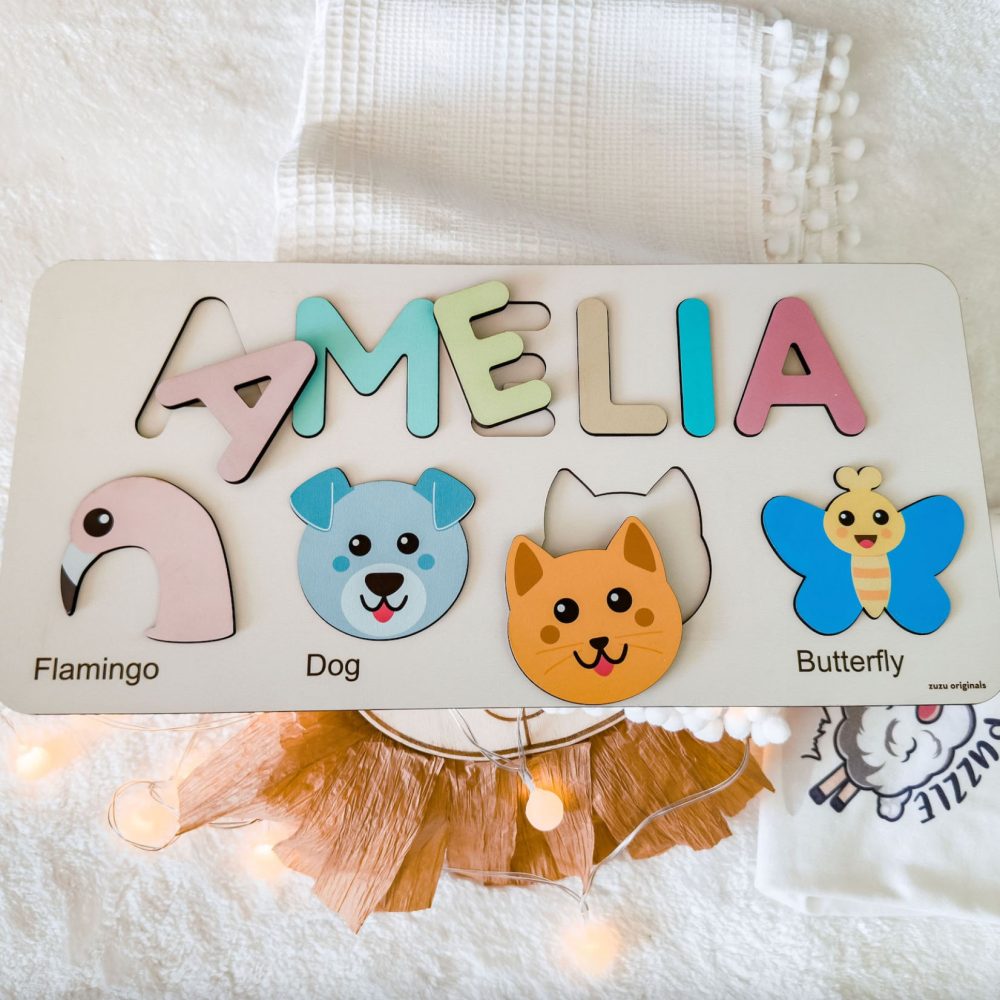 Personalized Wooden Name Puzzle with Animals - Set11 - Image 5