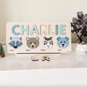 Personalized Wooden Name Puzzle with Animals - Set9 - Image 3