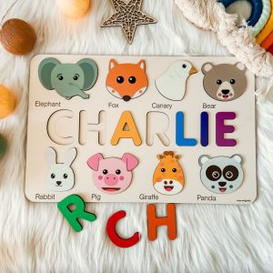 Personalized Wooden Name Puzzle with Animals - Set5 - Image 6